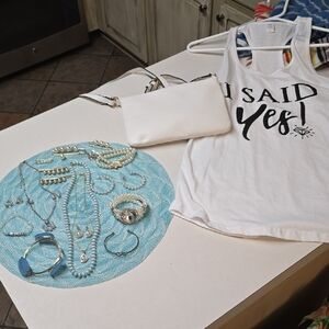 Engagment/Bridal Bundle! Tank, Tee, Sun Hat,Hand Bag, Jewelry Set. All Included!